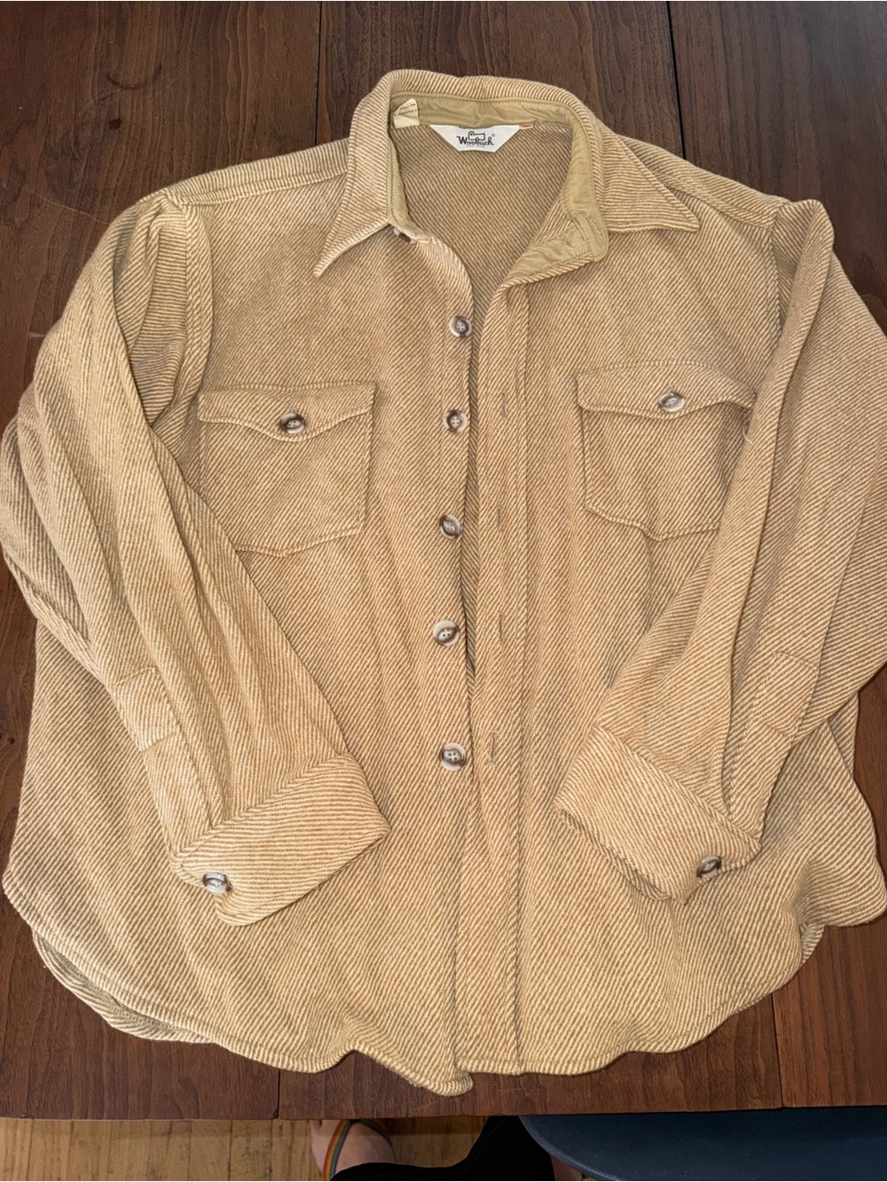 Woolrich Tan Corduroy Button-Up Shirt Jacket